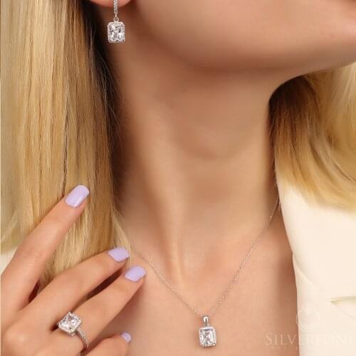 925 Sterling Silver Baguette Set Birthday Anniversary Fashion Engagement Handmade Wedding Band Top Quality Charm Jewelry Model 7