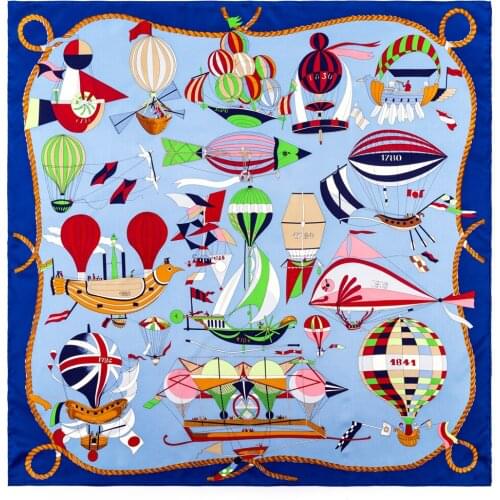 Fashion Women Twill Silk Square Scarf 90cm Balloon Luxury Brand Scarf Foulard Bandana Design Handmade Curled Head Hijab Scarves