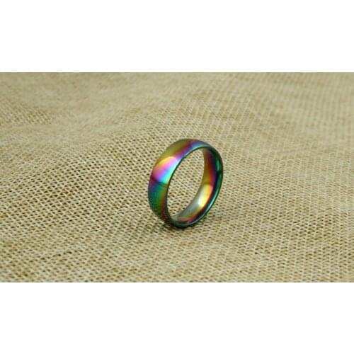 Men Women Rainbow Colorful Ring Titanium Steel Wedding Band Ring Width 6mm Size 7-11Gift free shipping