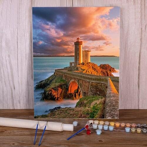 Landscape Lighthouse DIY Painting By Numbers Kit Oil Paints 40*50 Picture By Numbers Photo New Design For Adults Handicraft