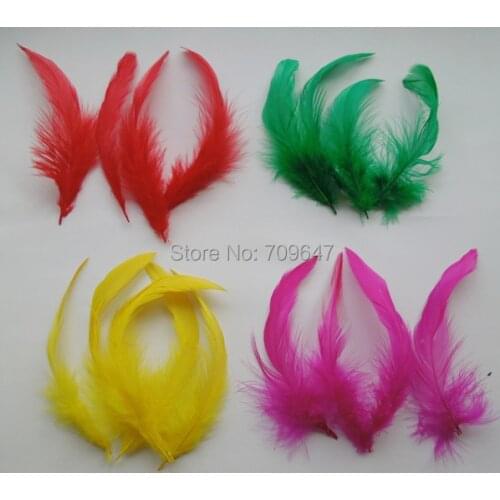 200Pcs/Lot!4-6"10-15cm Loose Natural Rooster Feathers Dyed HOT PINK RED GREEN YELLOW Colour,Great for Costume,Decoration,Wedding