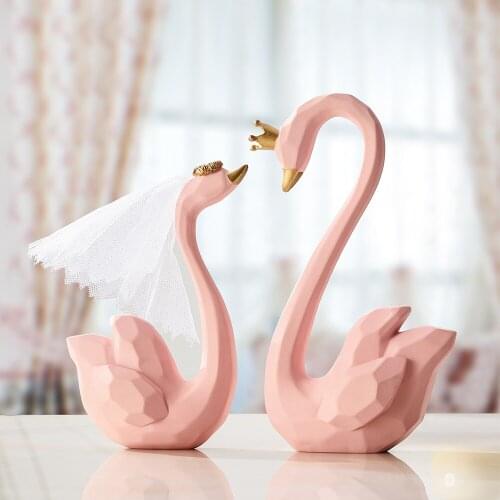 Nordic Modern Wedding Couple Swan Statue Figurine Resin Decoration Home Decoration Accessories Room Living Room Decoration