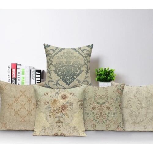 Nordic Home Decor Cushion Retro Throw Pillow Case Floral Decoration Home Living Room Cushions Custom Quality Flax Pillow Case