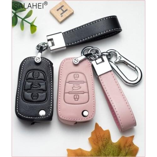 New Leather Car Key Cover Case For Hyundai Elantra Accent i20 i30 ix35 Creta Solaris Santa Fe Verna Tucson i35 i40 Genesis Fe