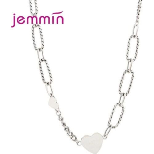 Women 925 Sterling Silver Romantic Love Necklaces Simple New Design Retro Korean Trend French Clavicle Chain Fine Jewelry