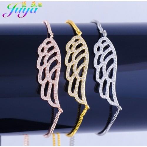 Micro Pave Zircon Hollow Wings Charm Copper Main Metal Connectors Link Chains Women Fashion Bracelets