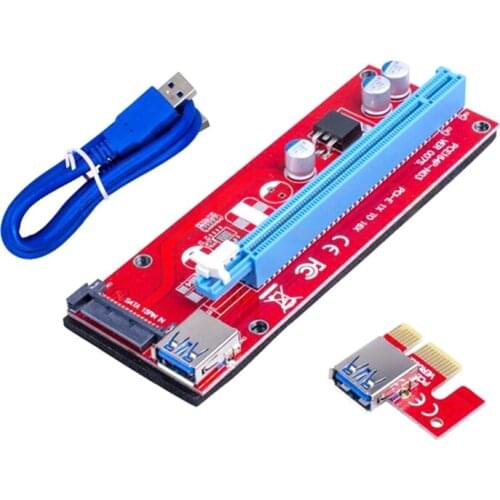 10Pcs VER007S PCI Express PCIE PCI-E Riser Card 007 007S 1X to 16X Extender USB3.0 Cable 15Pin SATA for BTC Mining Miner