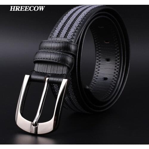 New Fashion Knitted Strap Canvas And Designer Genuine Leather Belt Male Belt Mans Belt For Wedding Party cinturones mujer
