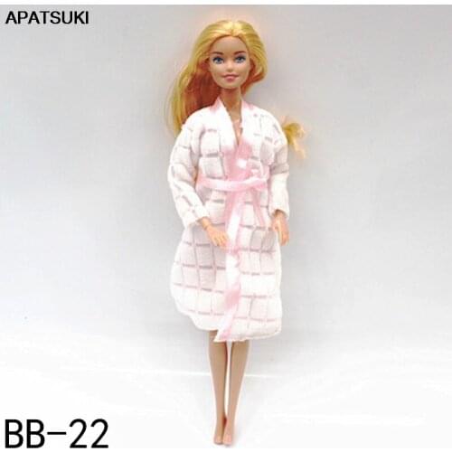 Pink Fashion Doll Clothes For Barbie Doll Robe Sleeping Wear Pajamas Bathrobe Robe 1/6 Dolls Accessories Toys For Children