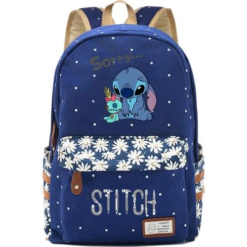 Disneys new fashion Stitch backpack youth schoolbags for primary and secondary school students men and women casual backpacks