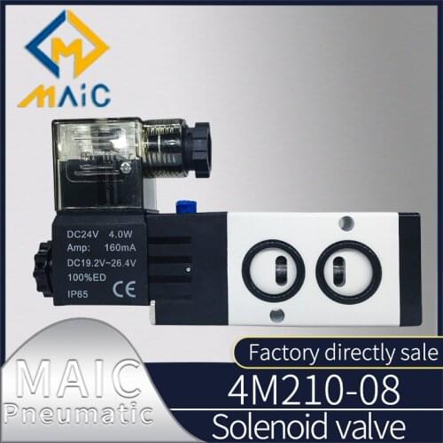Solenoid Valves 1/4'' bsp 1/8" 3/8” 1/2" 5 Way 5/2 Plate Valves 4M210-08-DC12V/DC24V/AC220V Wire lead type solenoid valve
