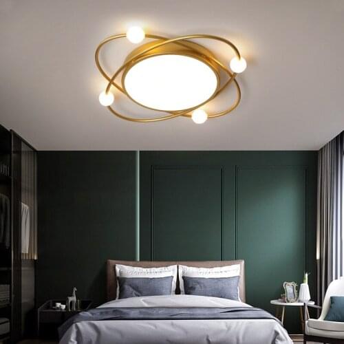 Modern LED Chandelier With Remote Control for Bedroom Study Home Planet Decorative Gold Indoor 220 Semi flush mount Ceiling Lamp