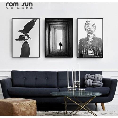 Modern Abstract Figure Black and White Picture Home Decor Canvas Painting Wall Art Posters and Print Decor for Bedroom Dorm Room