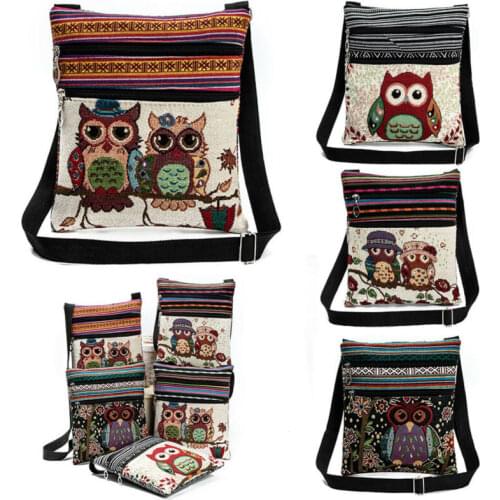 US STOCK Women Owl Messenger Bag Crossbody Shoulder Bag Satchel Purse Vintage Handbag US