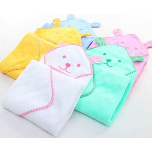 UNIKIDS Spring & Summer Infant Baby Bath Towel Newborn Plain Blankets Towels Cartoon Cotton Towel