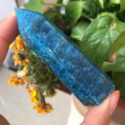 High Quality Natural Blue Apatite Point Healing Crystal Stone Tower For Reiki Rare Decorative