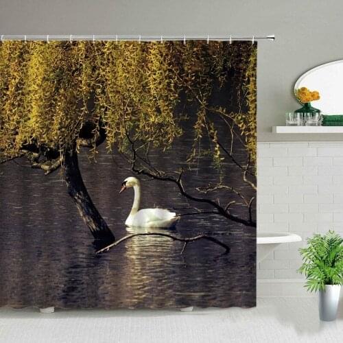 Country river flower decorative curtains Shower curtain curtain in bathroom shower Curtains in the living room Set for bathroom