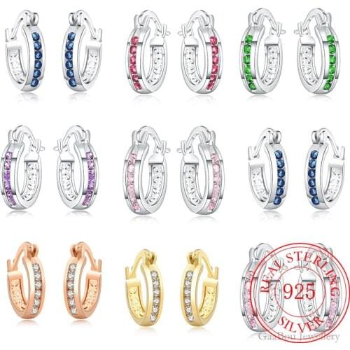 GaaBou 2021 trend new Silver 925 Hoops Earrings For Women Zircon Female Round Piercing Luxury Luxury Accessories for jewelry