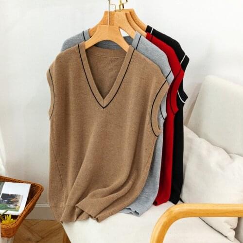 Womens 63.9% Mulberry Silk with cashmere blend V Neck Warm Sweater Vest Top Shirt LY008
