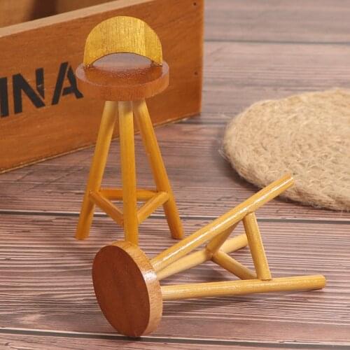 1/12 Dollhouse Miniature Wooden Bar Stool Bar Chair Doll House Furniture Decor
