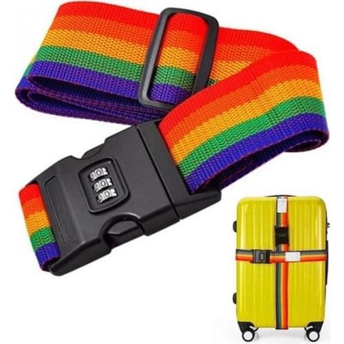 1.7m Baggage Belt Travel Rainbow Adjustable Luggage Suitcase Strap With Coded Lock Secure Lock Safe Belt Strap