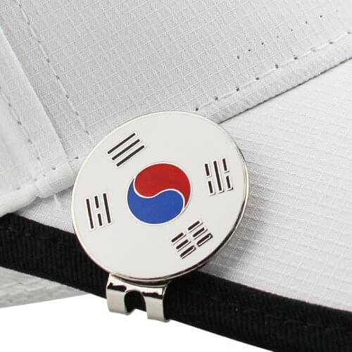 Korea Flag Golf Marker w Magnetic Golf Cap Clip Golf Ball Mark Alloy Professional 1.18" Drop Ship