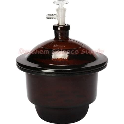 150mm,Amber Brown Glass Vacuum Desiccator Jar,ID=15CM Lab Dryer,W/Lid And Valve
