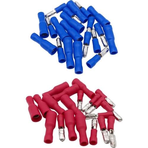 20/50Pair Male & Female Bullet Insulated Connector Crimp Wire Cable Terminals Electrical Audio Wiring Blue Red