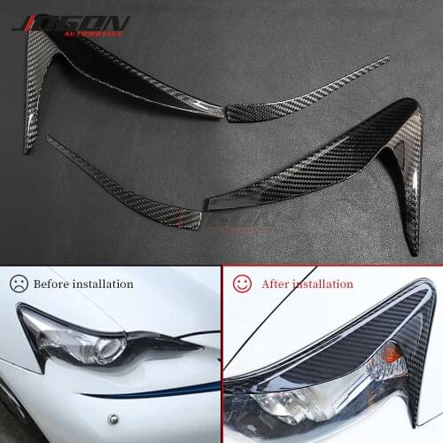 4pcs Real Carbon Fiber Car Front Headlight Lamp Cover Headlight Eyelid Eyebrow Cover Trim For Lexus IS 200t 250 300 350 2013-16