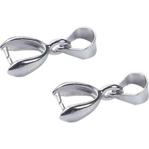 50 Pcs Jewelry Findings Bail Connector Bale Pinch Clasp Pendants(Silver)