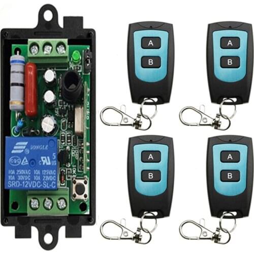 AC 220 V 1CH 1 CH Wireless RF Remote Control Light Switch 10A Relay Output Radio Receiver Module+Transmitter Garage Doors/lamp