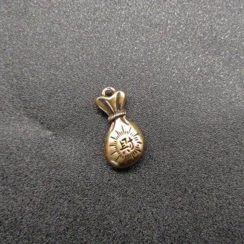 Antique Solid Brass Purse Miniature Figurines Retro Copper Animal Tea Pet Desktop Ornament Decor Crafts Keychain Pendants