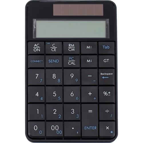 Wireless Numeric Keyboard 2.4G USB Calculator for Office Financial Tool PC Numeric Keyboard 2 in 1 Solar Calculator with Screen