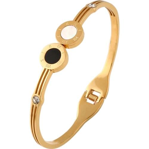 Trendy Gold Plating Bangle Bracelet for Woman Man 316L Stainless Steel CZ Inlaid Luxury Brand Wedding Charming Jewellery Gift