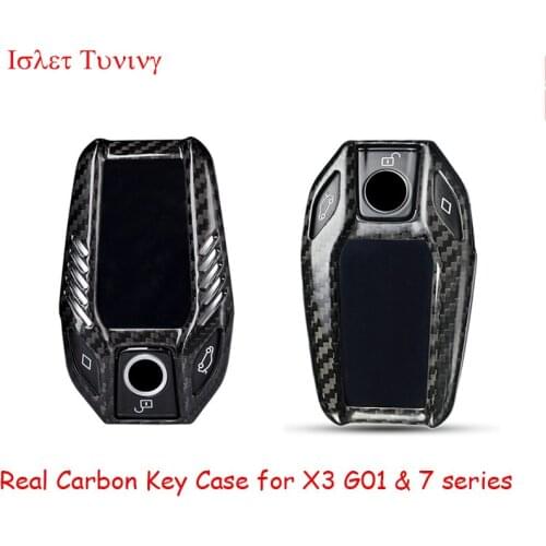 Rear Carbon Fiber Key Case for BMW 7 Series GT and X3 G01 Remote Key shell Cover Styling Parts