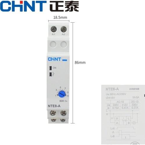 New CHINT NTE8-A 5s 10s 120s 480s CE 220V Power Off Time Delay Relay control-off delay Switch on latitude DIN RAIL DIGITAL timer