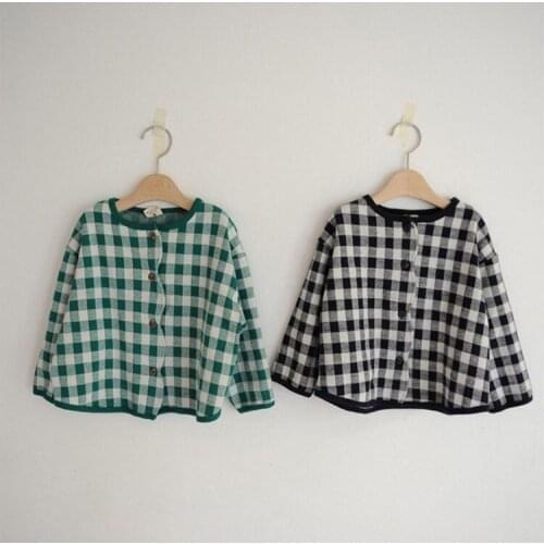 Children Autumn Jacket Boys Girls Winter Coat Baby Kids Single Breasted Cardigan Outerwear Wear Vintage Plaid Coats 90-130cm