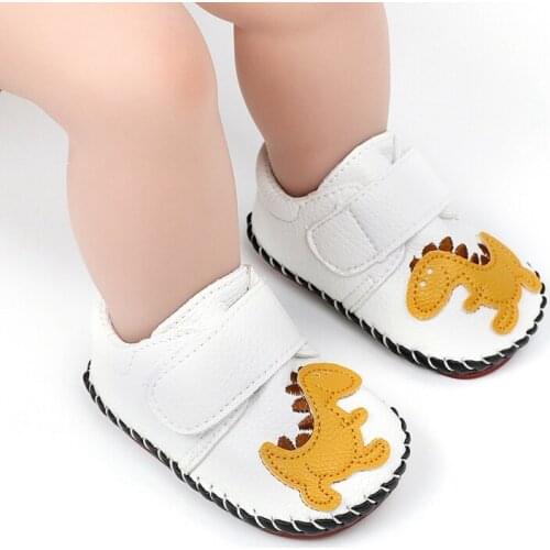 Cute Dinosaur Baby Boys Girls First Walkers Kids Toddlers PU Leather Soft Soles Sneakers