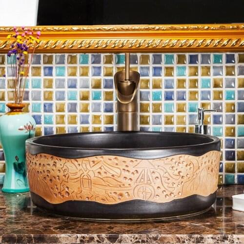 Europe style washbasin sink Jingdezhen Art Counter Top ceramic bathroom sink ceramic art wash basin for bathroom sinks
