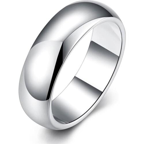 BABYLLNT 925 Silver Simple Smooth Ring For Women Wedding Engagement Party Fashion Charm Jewelry Gift