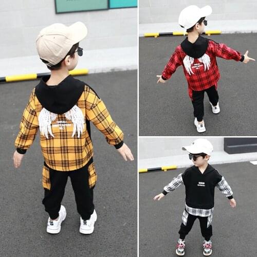 Boys Clothes Set Sweatshirt + Pants Wings Pattern Kids Outfits Boutique Clothing Children Autumn Fall 1 to 9 Years
