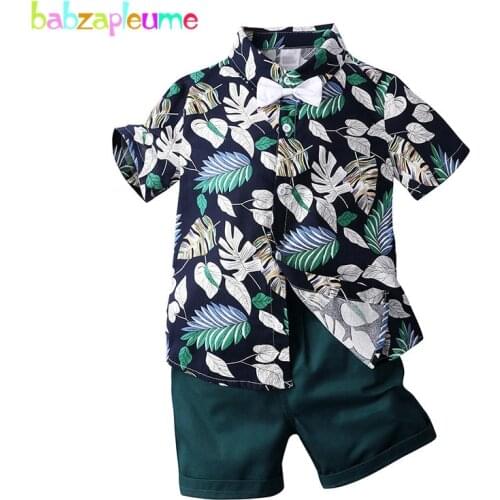 2020 Kids Summer Outfits Toddler Boy Clothes Fashion Print Gentleman Short Sleeve Baby T-shirt+Shorts Children Clothing Set 1923