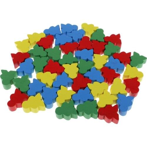 MagiDeal Novelty 50Pcs Assorted Color Human Shape Wooden Chess for Kids Board Game Educational Toys Gifts 24 x 19 x 9 mm Multi