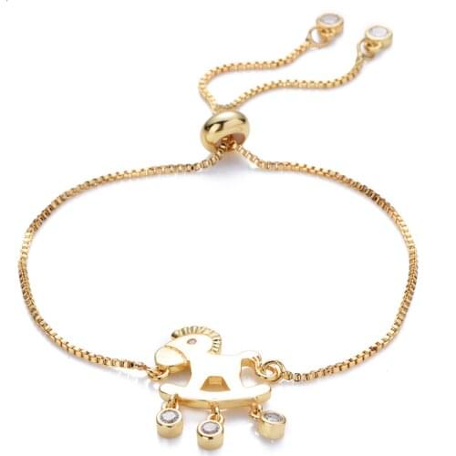 Micro-inlay cz zircon Pendant bracelet gem pony bangles adjustable gold pulsera jewelry bracelet for womens and kids gift