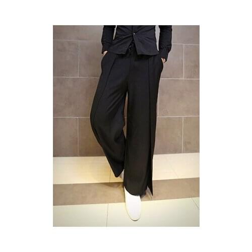 Mens Clothing Plus Size Wide Leg Pants Casual Culottes Lacing Trousers Hairstylist Nightclub Pants Fashion Vintage
