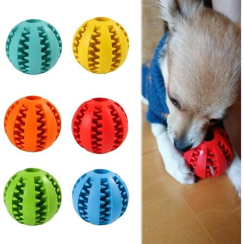 Soft Pet Dog Cat Toys Interactive Elasticity Ball Chew Toy Puppy Tooth Clean Ball Of Food Extra-tough Rubber Ball Feeder