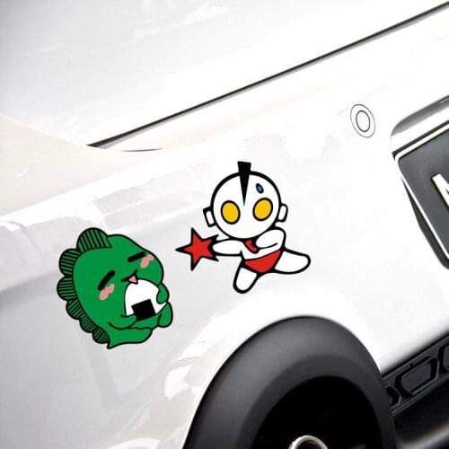 Car Stickers Ultraman Cartoon Animation Lovely Cute Funny Creative Decals For Tail Windshield Auto Tuning Styling 19x9cm D10