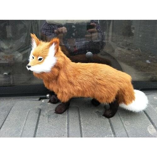 New simulation brown fox toy resin&fur fox model gift about 35x23cm 2259