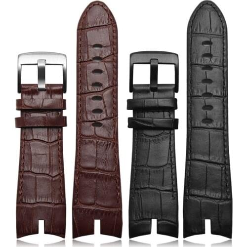 NEW Arrivals 26*22mm Black and Brown Genuine leather strap watch strap crocodile pattern For Roger Dubuis EXCALIBUR series