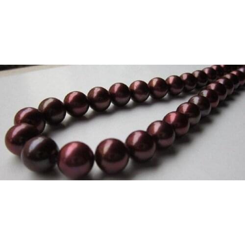 11-12 MM NATURAL SOUTH CRIMSON PEARL NECKLACE YELLOW CLASP 18"